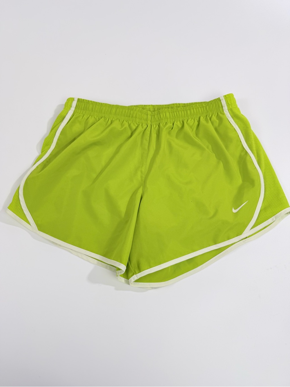 Nike Girls’ Athletic Shorts Size L- built in underwear- chartreuse- dri fit
